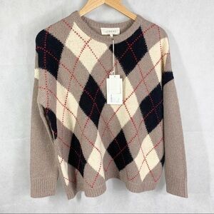 THE GREAT Argyle Alpaca blend long sleeve crew neck sweater